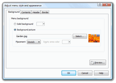 Setup autorun menu design: customize menu background - use a picture. Click to enlarge...