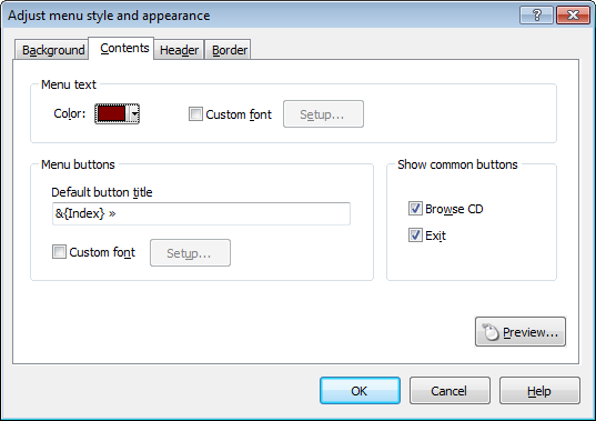 Setup autorun menu design: customize menu fonts and colors