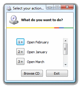 Autorun menu automatically scrolls if it does not fit all entries