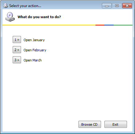 Autorun menu with default button titles