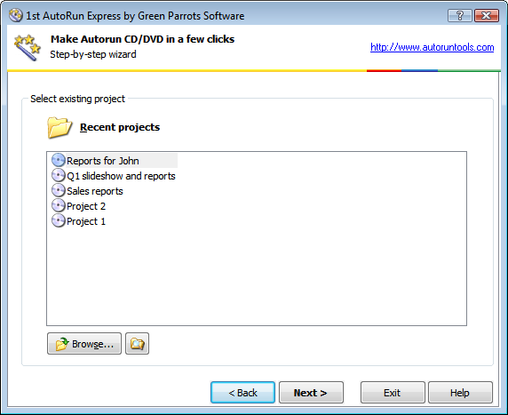 Select recent autorun project