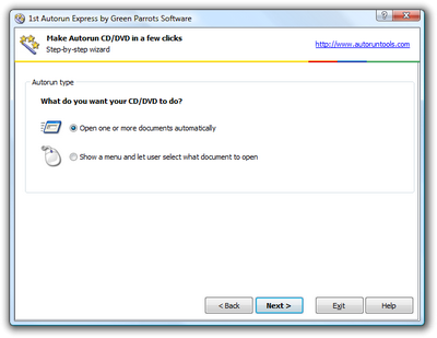 Select what your autorun CD should do. Click to enlarge...