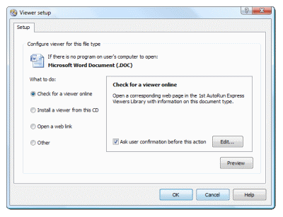 Setup action for DOC files if no software (e.g. Word or Word viewer) will be found on user's computer to open them. Click to enlarge...